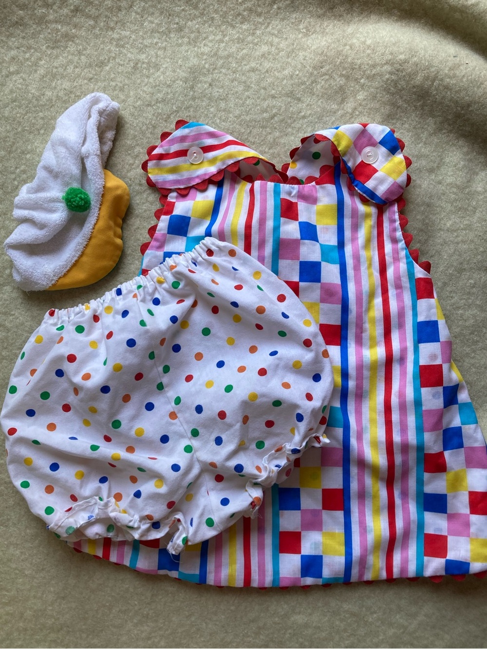 80s Bright Baby Set with Polka Dot Bloomers